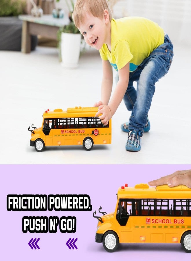 Cdymkf Yellow School Bus Toy for Kids，1/16 Scale Interactive Friction-Powered Car with Flashing Lights & Sounds, Open Doors & Realistic Design Preschool Learning & Role Play - Image 3